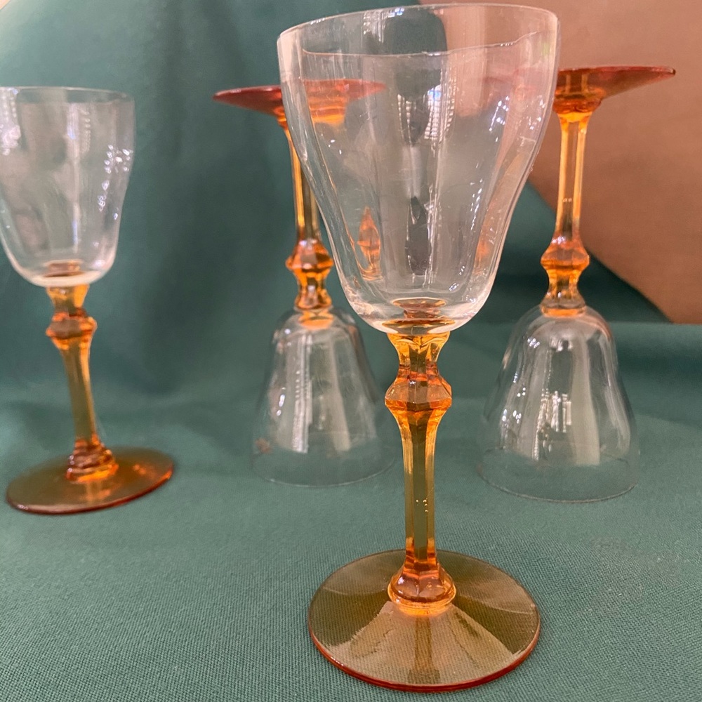 Amber stem Sherry glasses (4)